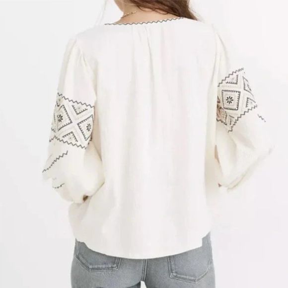 Madewell Embroidered Peasant Top Size XXS - Picture 2 of 16